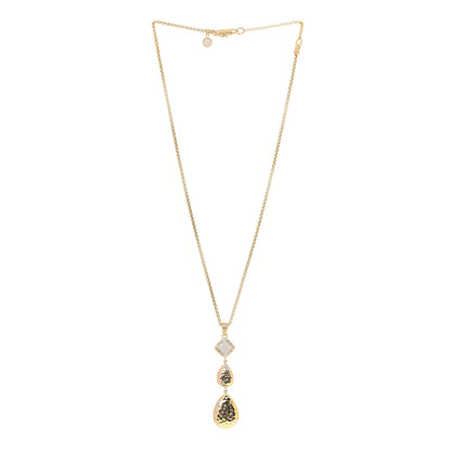 John Hardy 18K Yellow Gold Diamond Hammered Drop Pendant Necklace 3 of 5