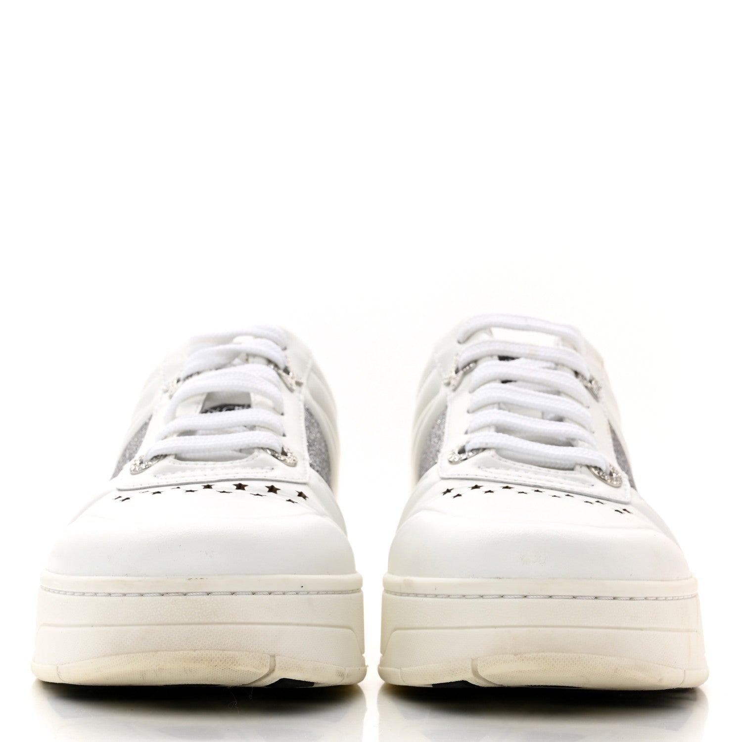 Jimmy Choo Calfskin Glitter Hawaii Sneakers 36 White 2 of 6