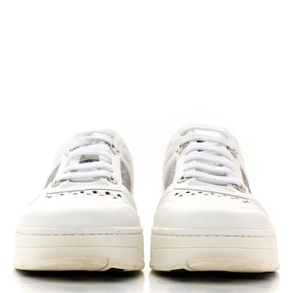 Jimmy Choo Calfskin Glitter Hawaii Sneakers 36 White 2 of 6