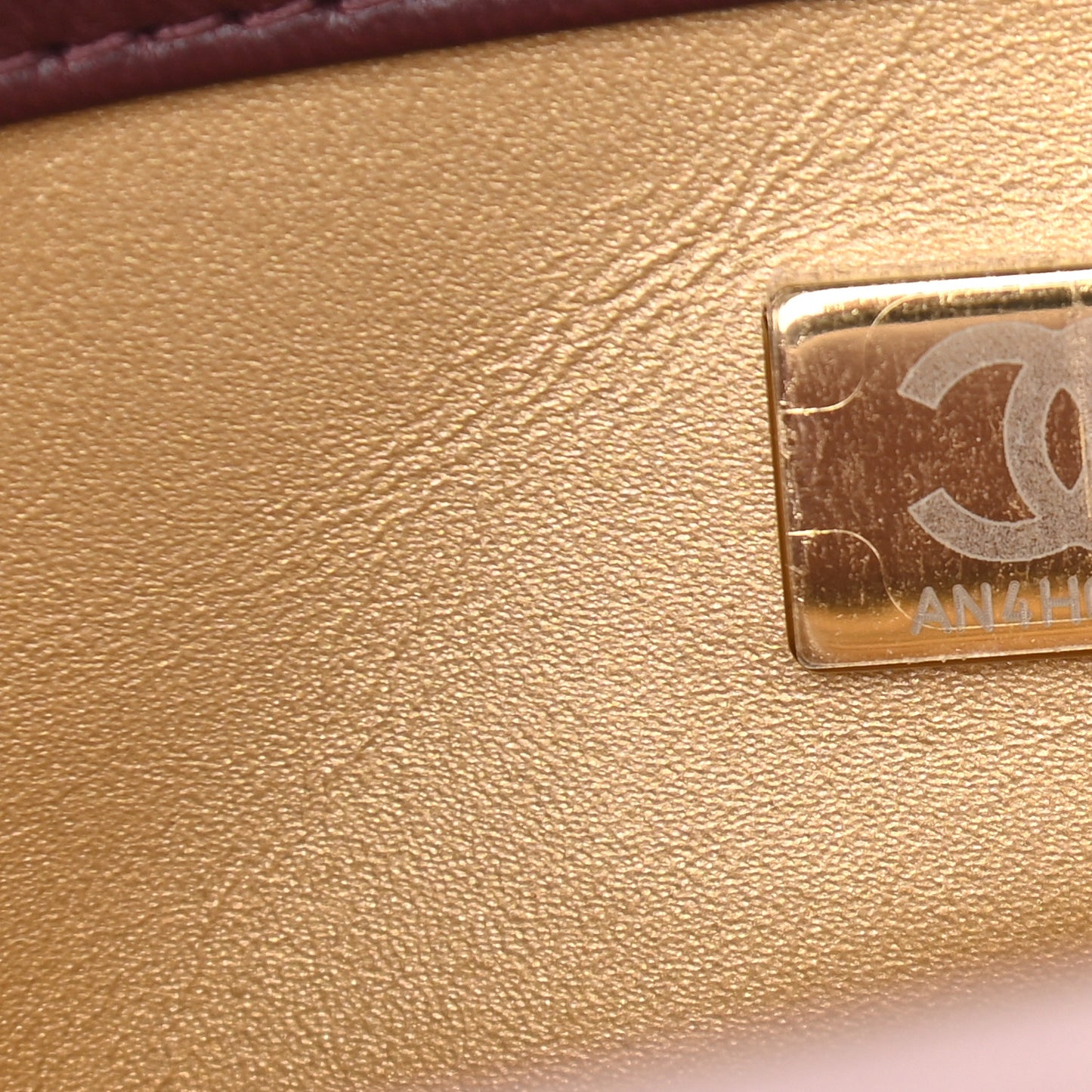 Lambskin Quilted Mini Rectangular Pearl Crush Flap Burgundy