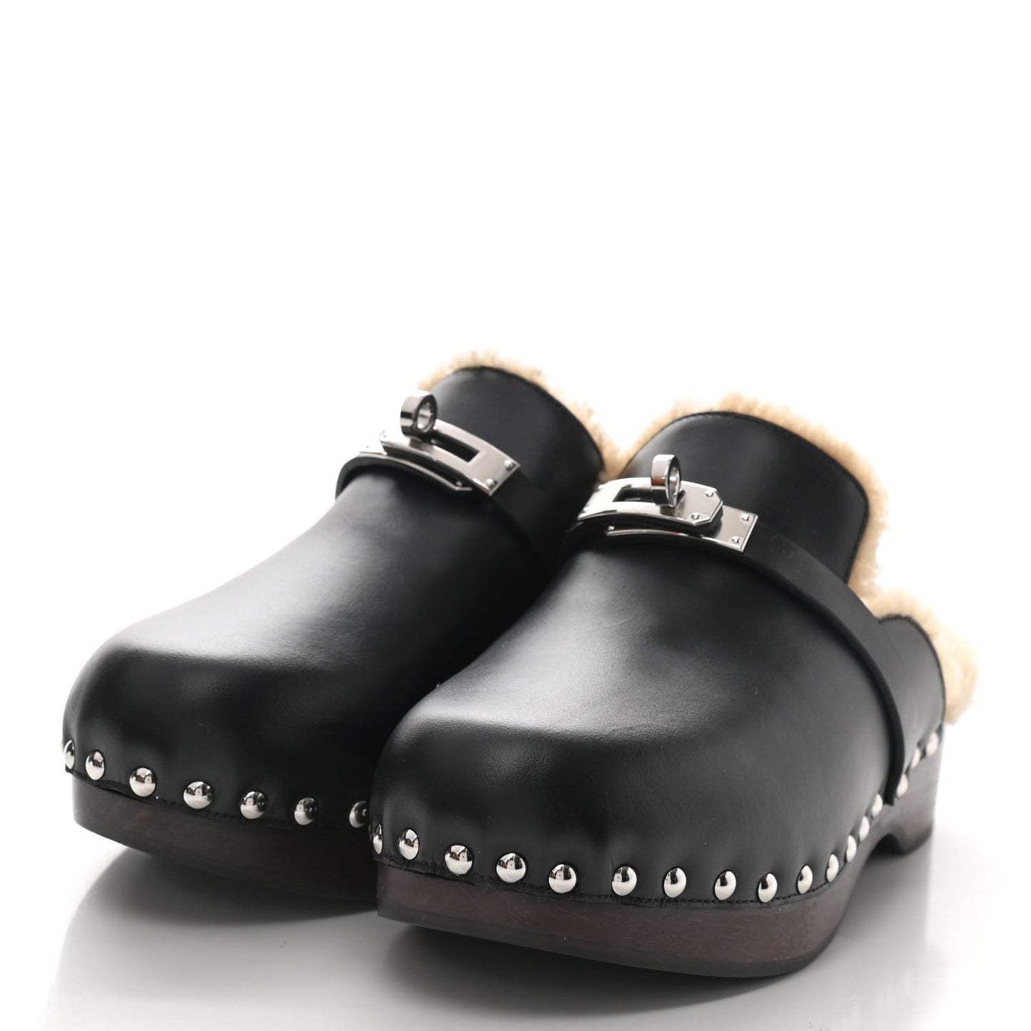 Calfskin Woolskin Carlotta Mules 36 Black