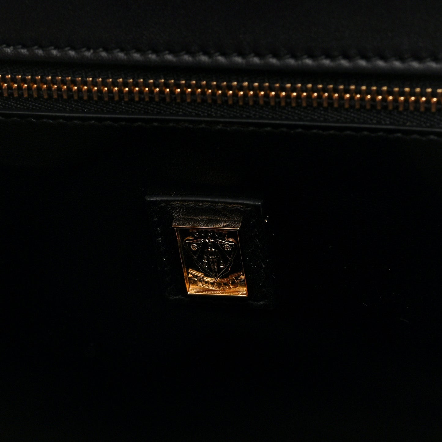Honey Calfskin Lizard Equestrian Bag Black