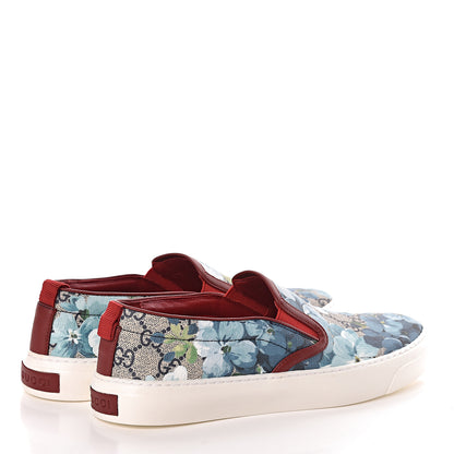 Gucci GG Supreme Monogram Blooms Womens Slip On Sneakers 38 Beige Blue Navy Red 4 of 8