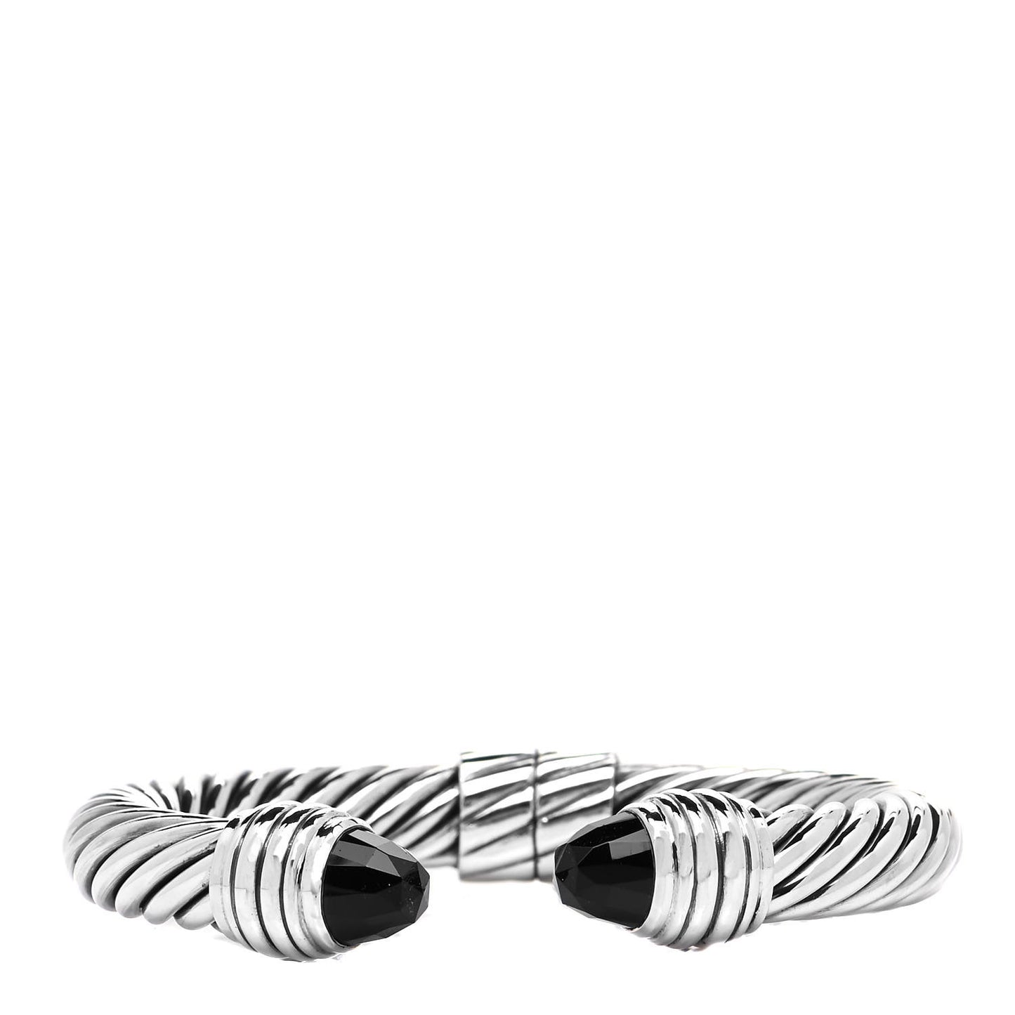 Sterling Silver Black Onyx 10mm Cable Classics Hinged Bracelet