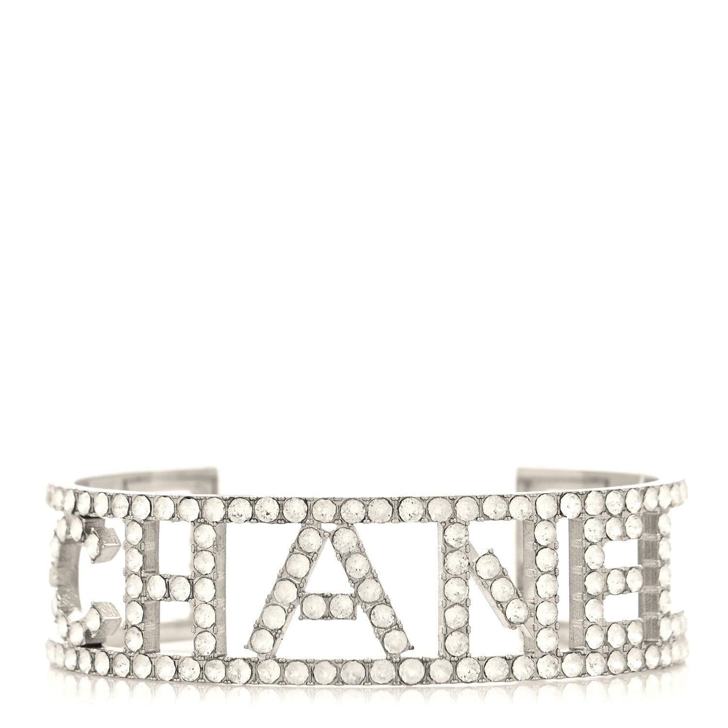 Chanel Crystal Logo Cuff L Silver 1 of 4