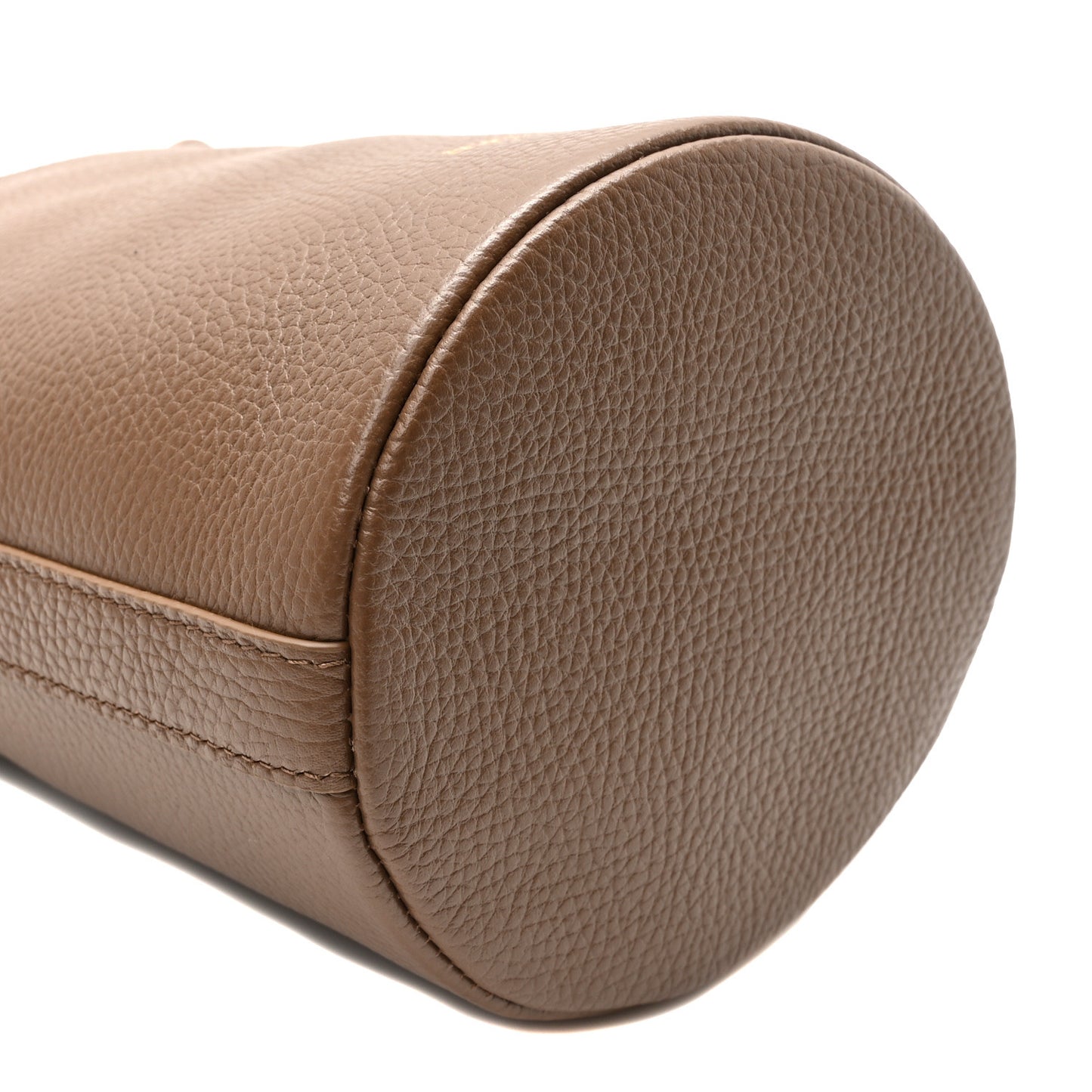 Grainy Calfskin Small Bucket Bag Earth