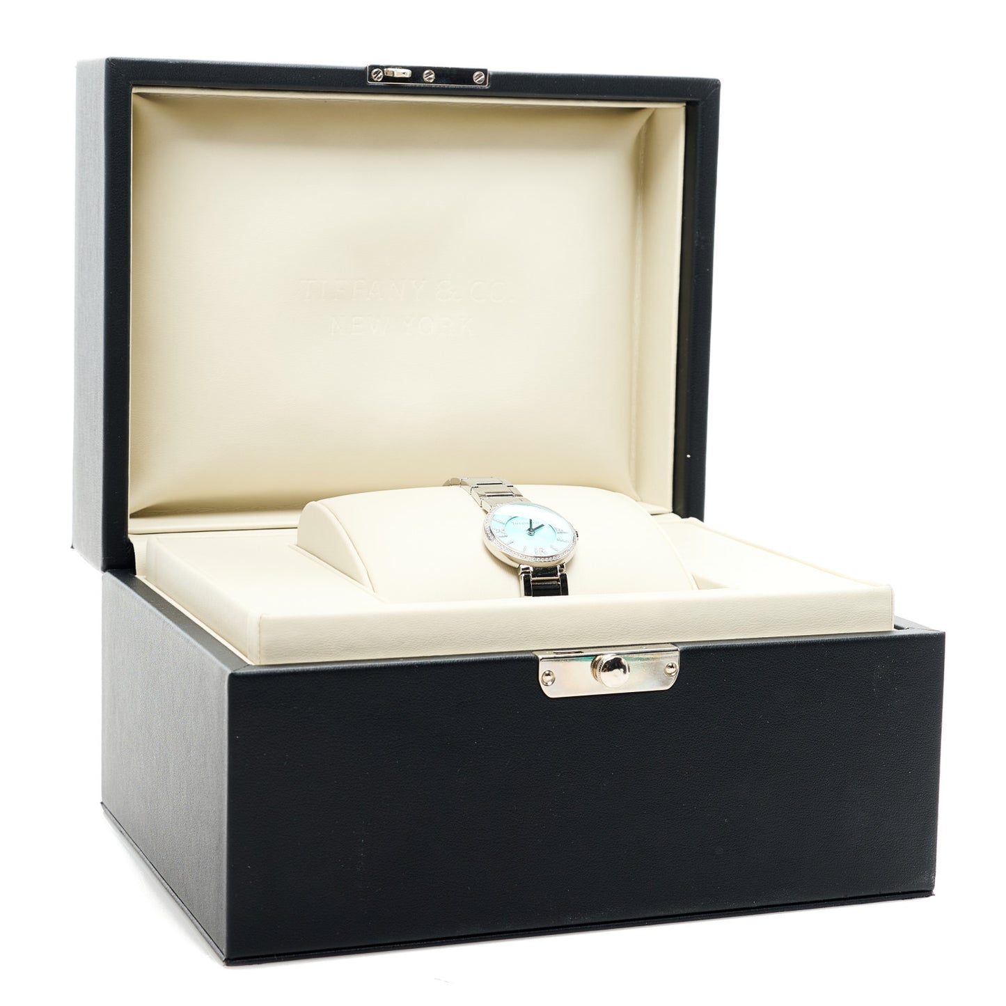 Stainless Steel Diamond Bezel 24mm Atlas 2-Hand Quartz Watch Ice Blue