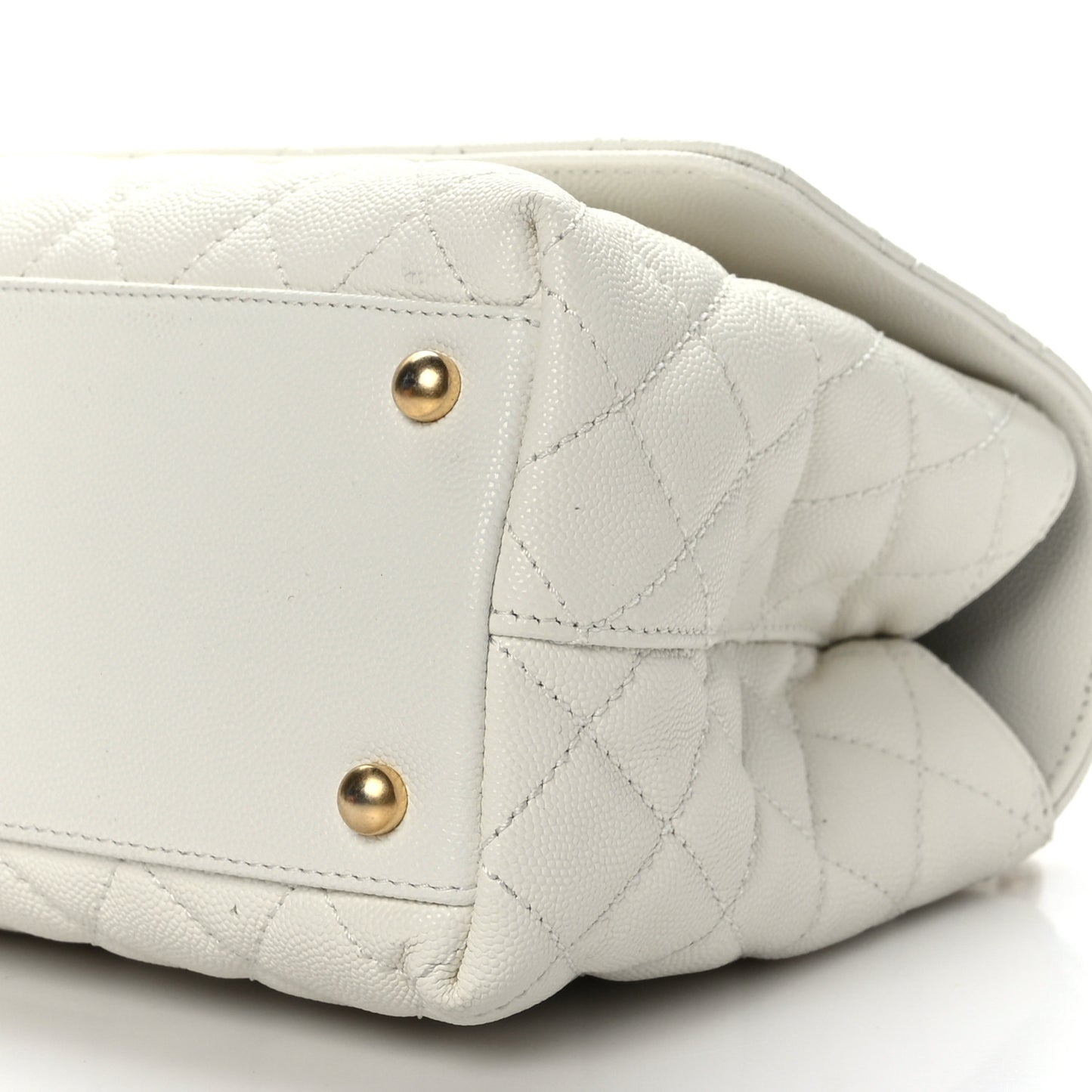 Caviar Quilted Small Chain Coco Handle Flap White