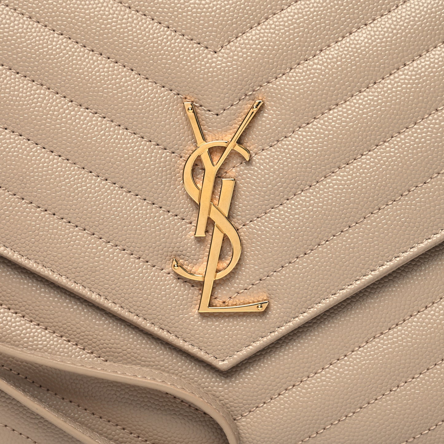 Grain De Poudre Matelasse Chevron Monogram Envelope Clutch Dark Beige