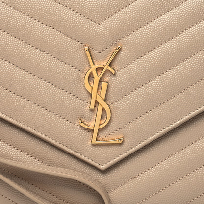 Saint Laurent Grain De Poudre Matelasse Chevron Monogram Envelope Clutch Dark Beige 8 of 10