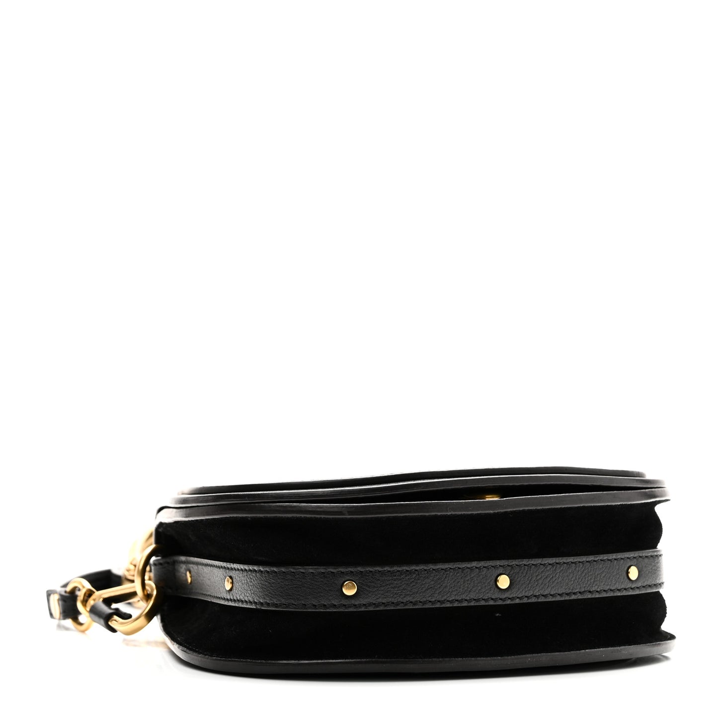 Calfskin Suede Small Nile Bracelet Bag Black