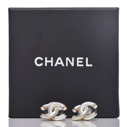 Chanel Metal CC Earrings Silver Gold 5 of 5