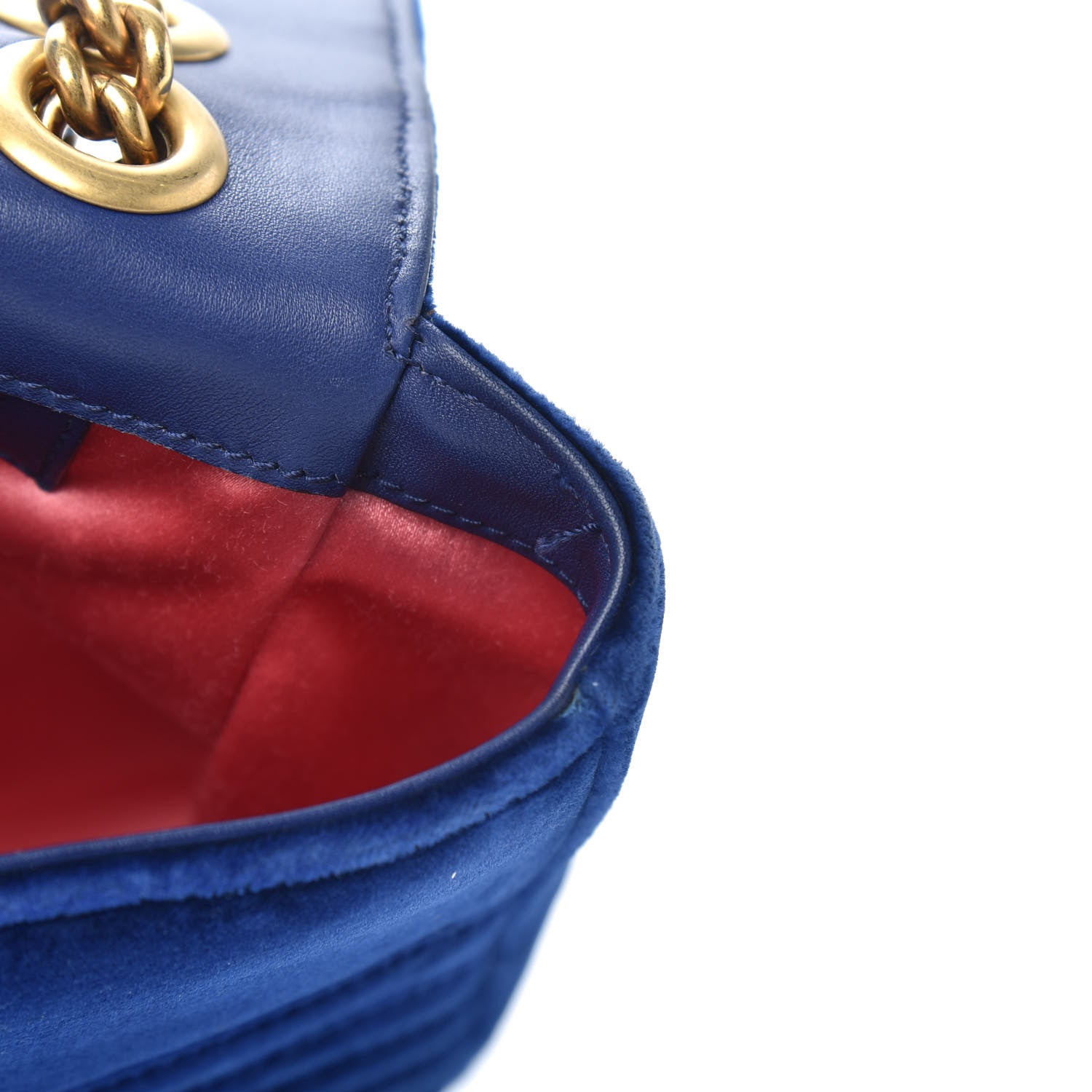 Gucci Velvet Matelasse Medium GG Marmont Shoulder Bag Cobalt Blue 13 of 16