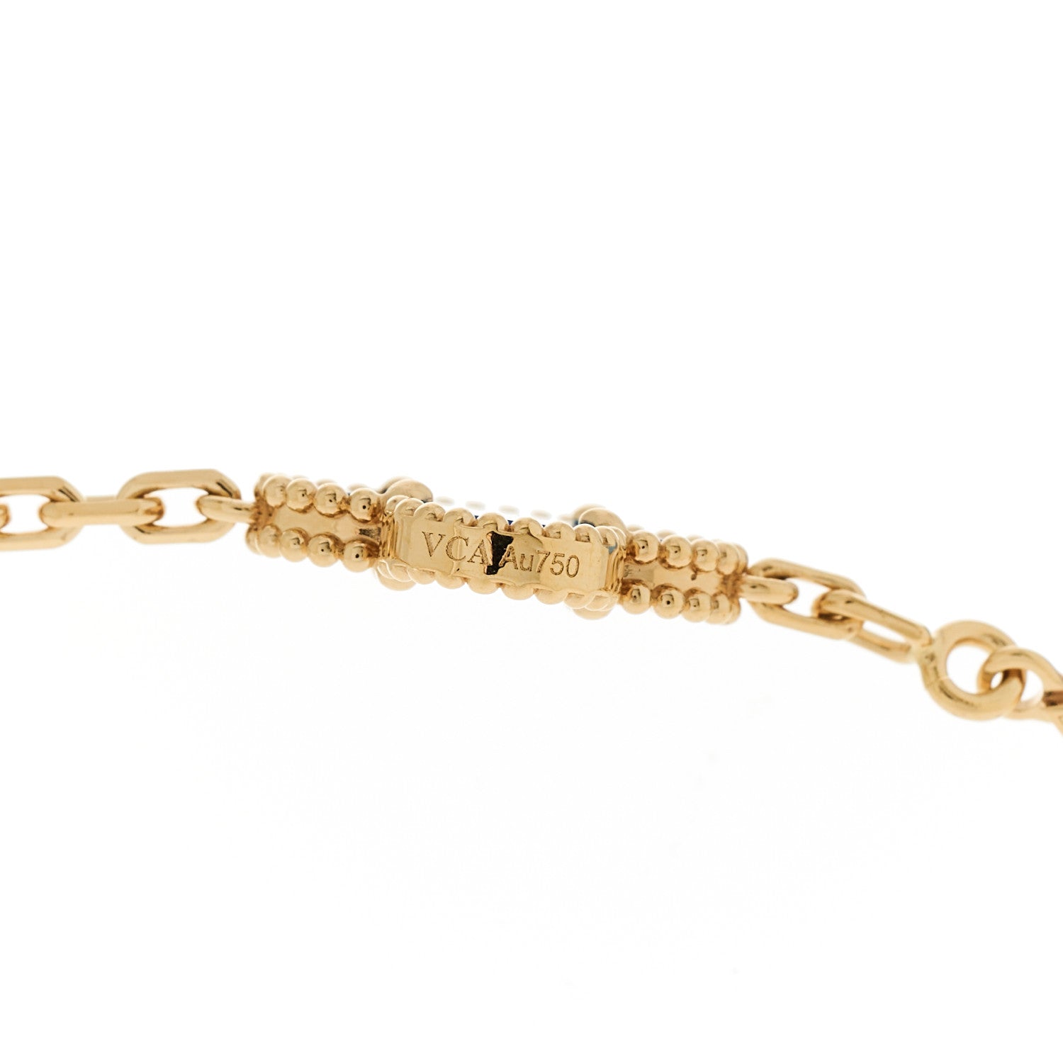 Van Cleef & Arpels 18K Yellow Gold Blue Agate 10 Motifs Vintage Alhambra Necklace 5 of 7