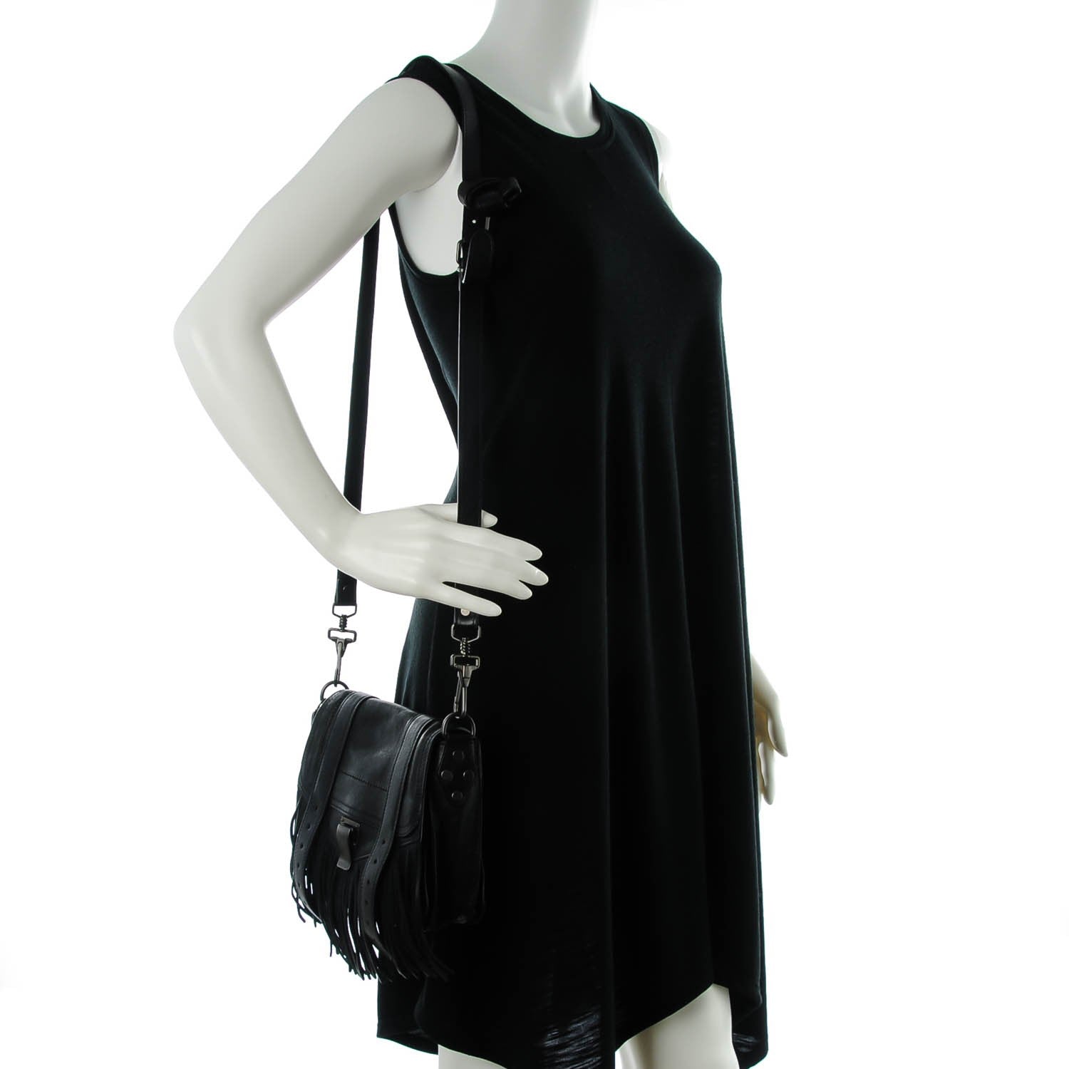 Proenza Schouler Lambskin Fringed PS1 Crossbody Pouch Black 2 of 9