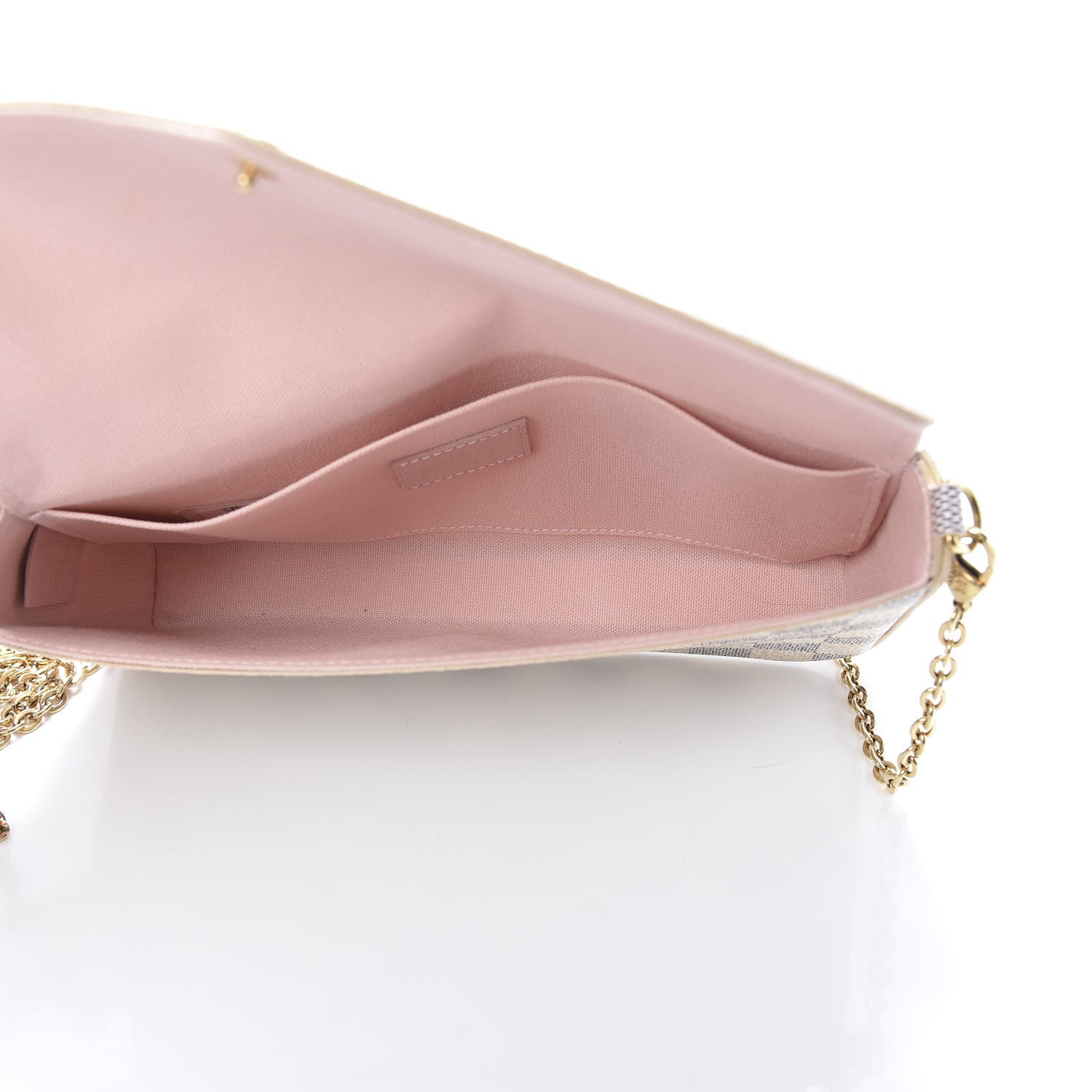 Louis Vuitton Damier Azur Pochette Felicie Chain Wallet Rose Ballerine 7 of 14