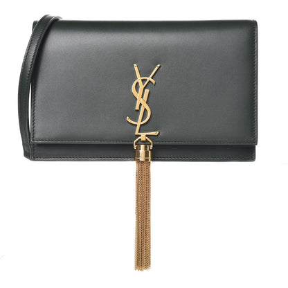 Saint Laurent Smooth Calfskin Classic Monogram Kate Tassel Chain Wallet Dark Leaf 1 of 7