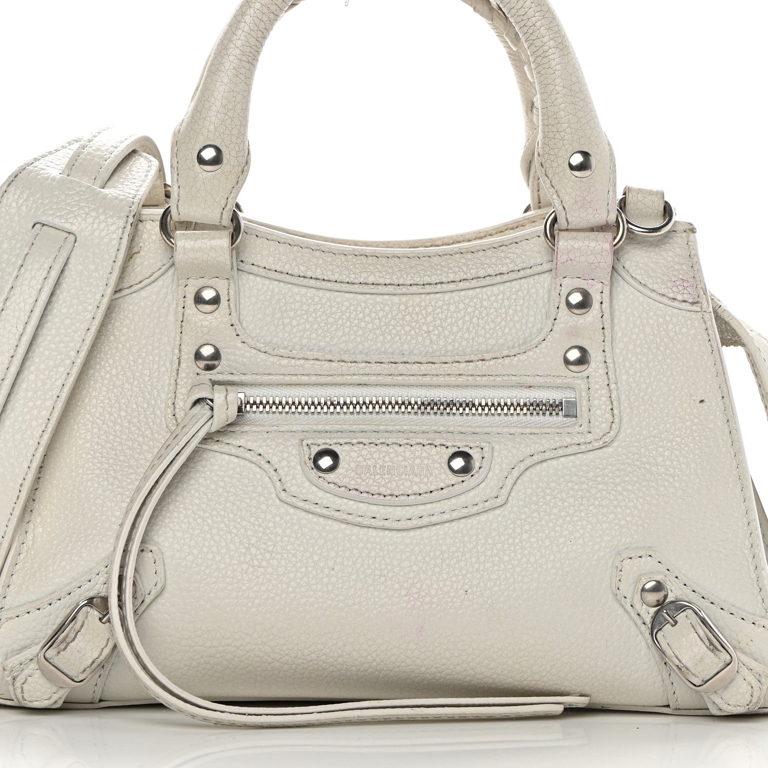 Balenciaga Grained Calfskin Neo Classic Silver Hardware Mini City White 8 of 22