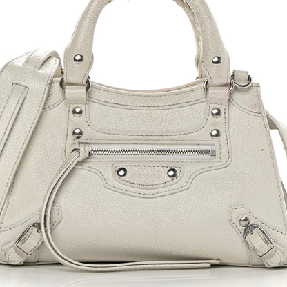 Balenciaga Grained Calfskin Neo Classic Silver Hardware Mini City White 8 of 22