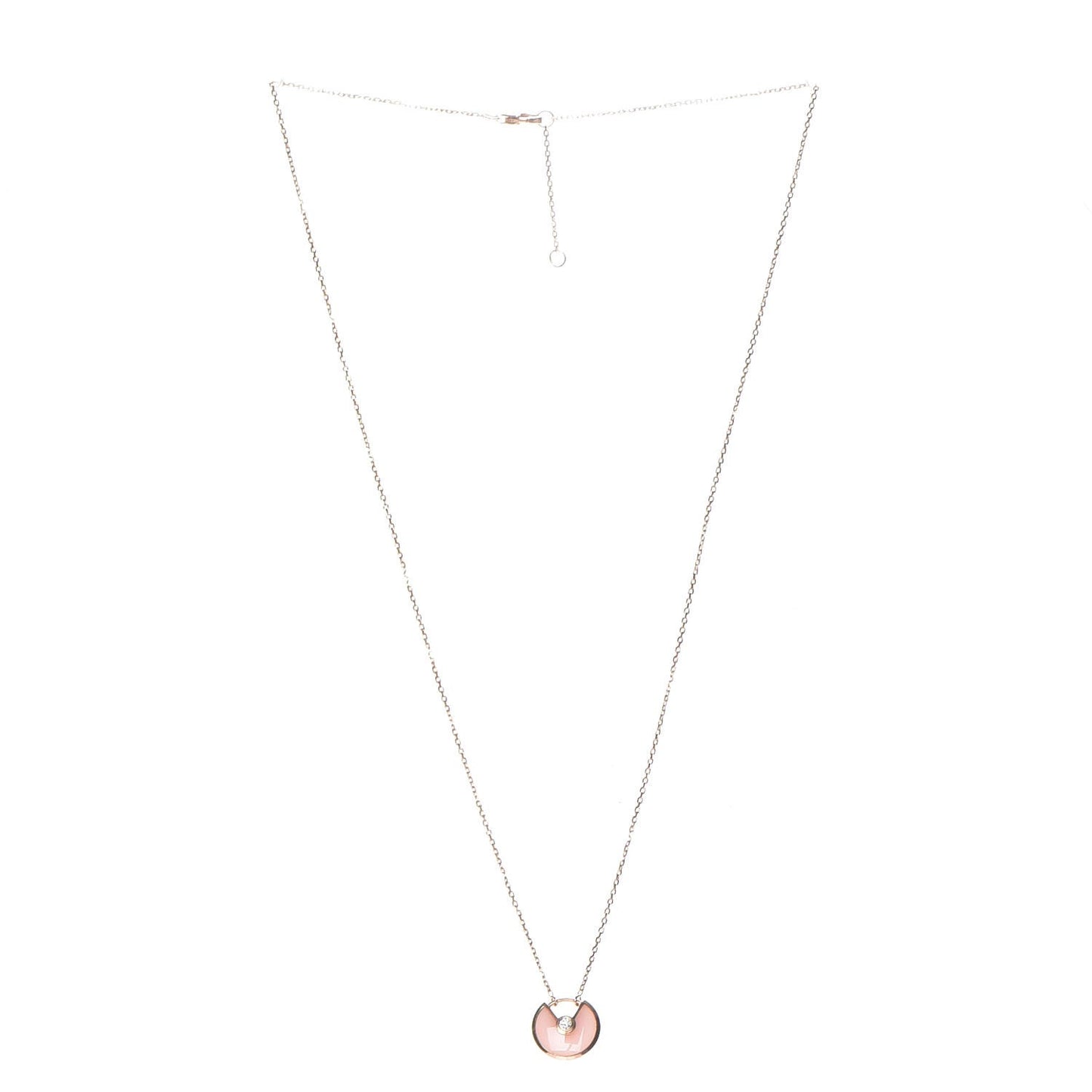 18K Pink Gold Diamond Pink Opal XS Amulette de Cartier Pendant Necklace