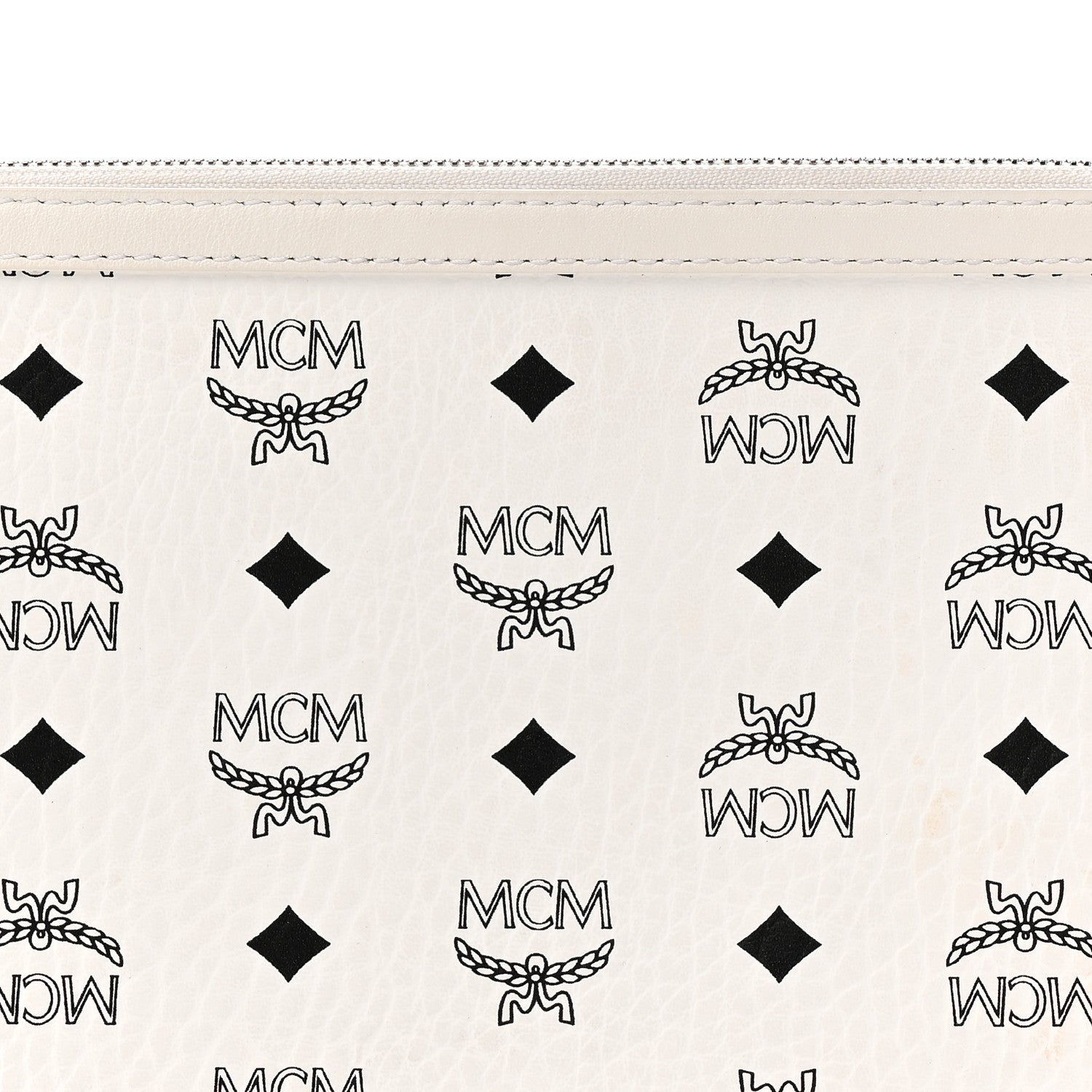 MCM Visetos Liz Shopper Tote Pouch White 6 of 8