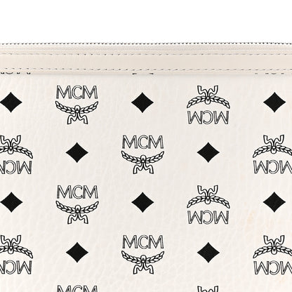 MCM Visetos Liz Shopper Tote Pouch White 6 of 8