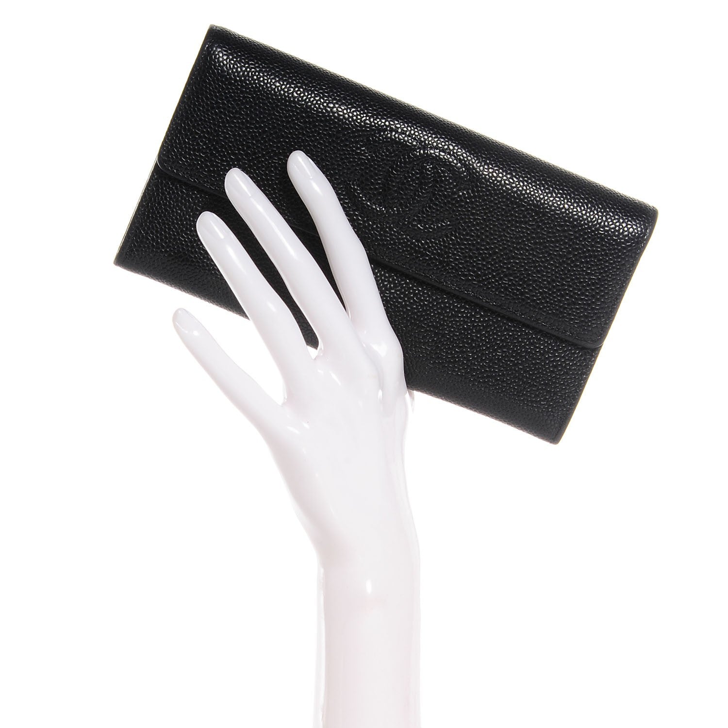 Chanel Caviar Large Gusset Flap Wallet Black 2 of 9