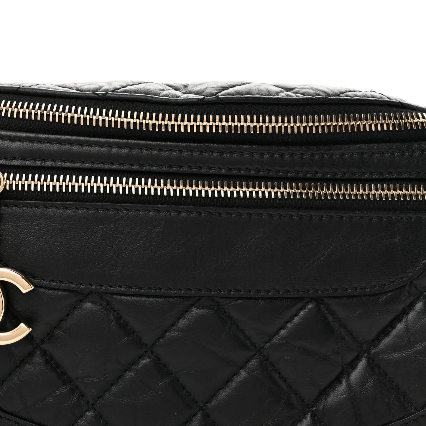 Aged Calfskin Quilted Waist Bag With Coin Purse Red Black