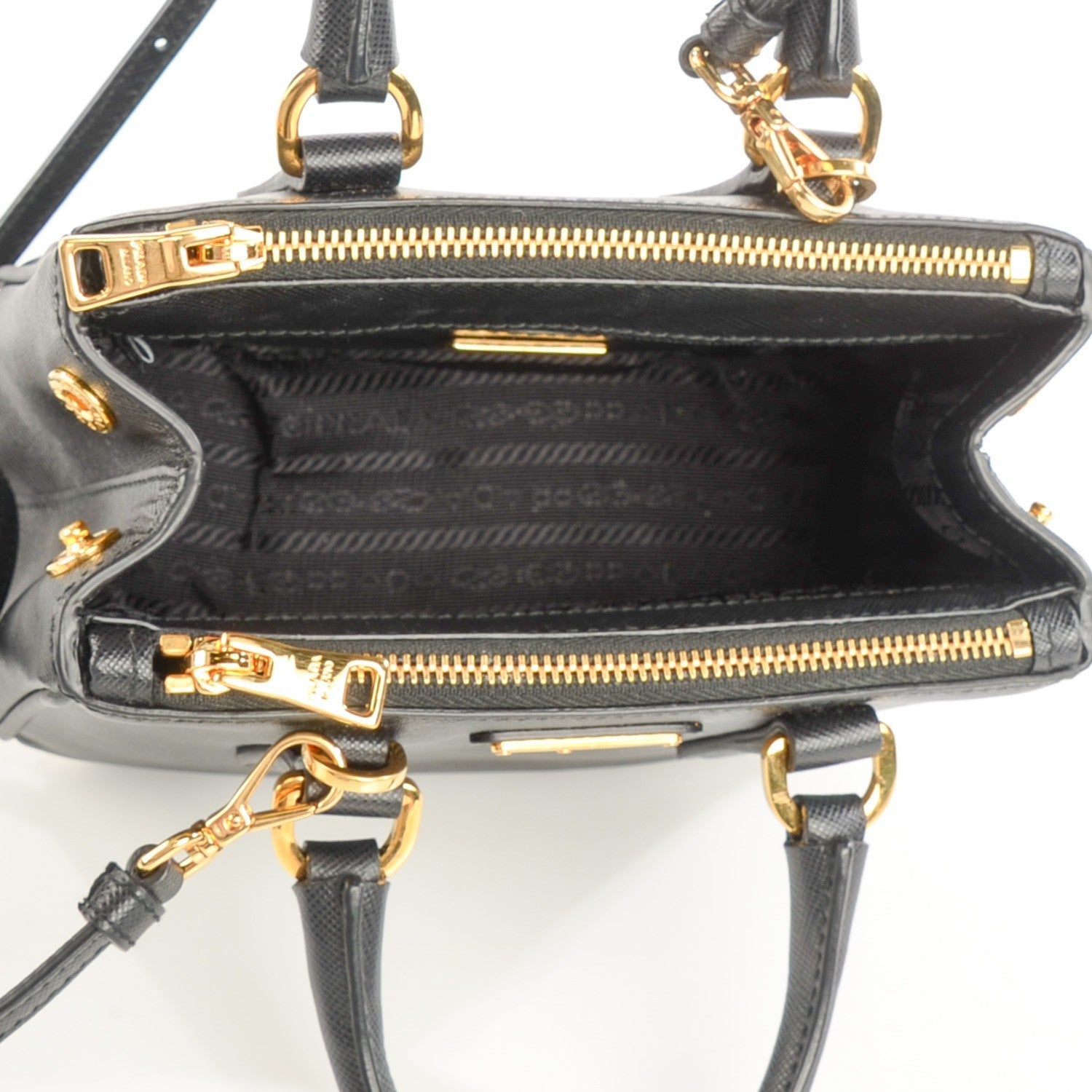 Prada Saffiano Lux Mini Galleria Double Zip Tote Black 8 of 11