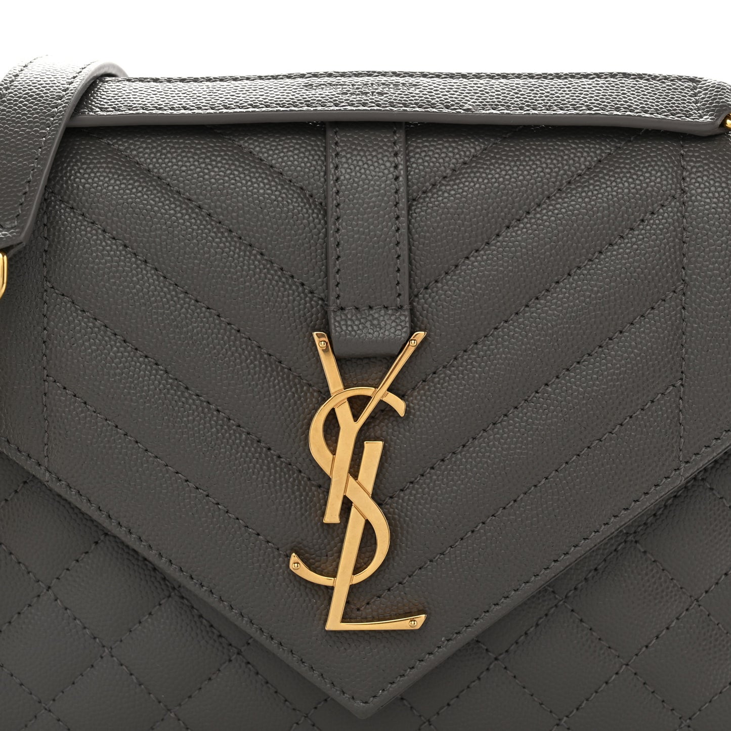 Grain De Poudre Textured Mixed Matelasse Medium Triquilt Monogram Satchel Fog