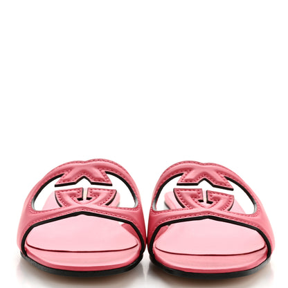 Gucci Cosmos Softy Calfskin Interlocking G Cut Out Slide Sandals 38.5 Rhodamine Pink 4 of 9