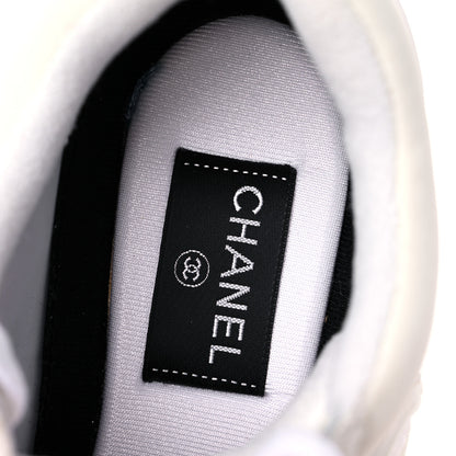 Chanel Suede Calfskin Fabric CC Sneakers 39.5 White 13 of 15