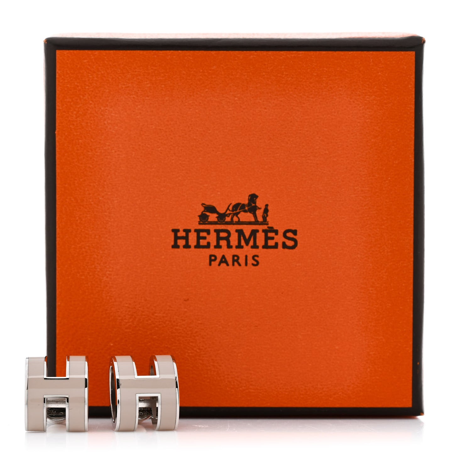Palladium Lacquered Pop H Earrings Marron Glace