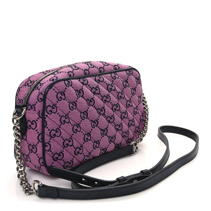 Gucci Monogram Multicolor Matelasse Diagonal Small GG Marmont Chain Shoulder Bag Pink Blue 3 of 10