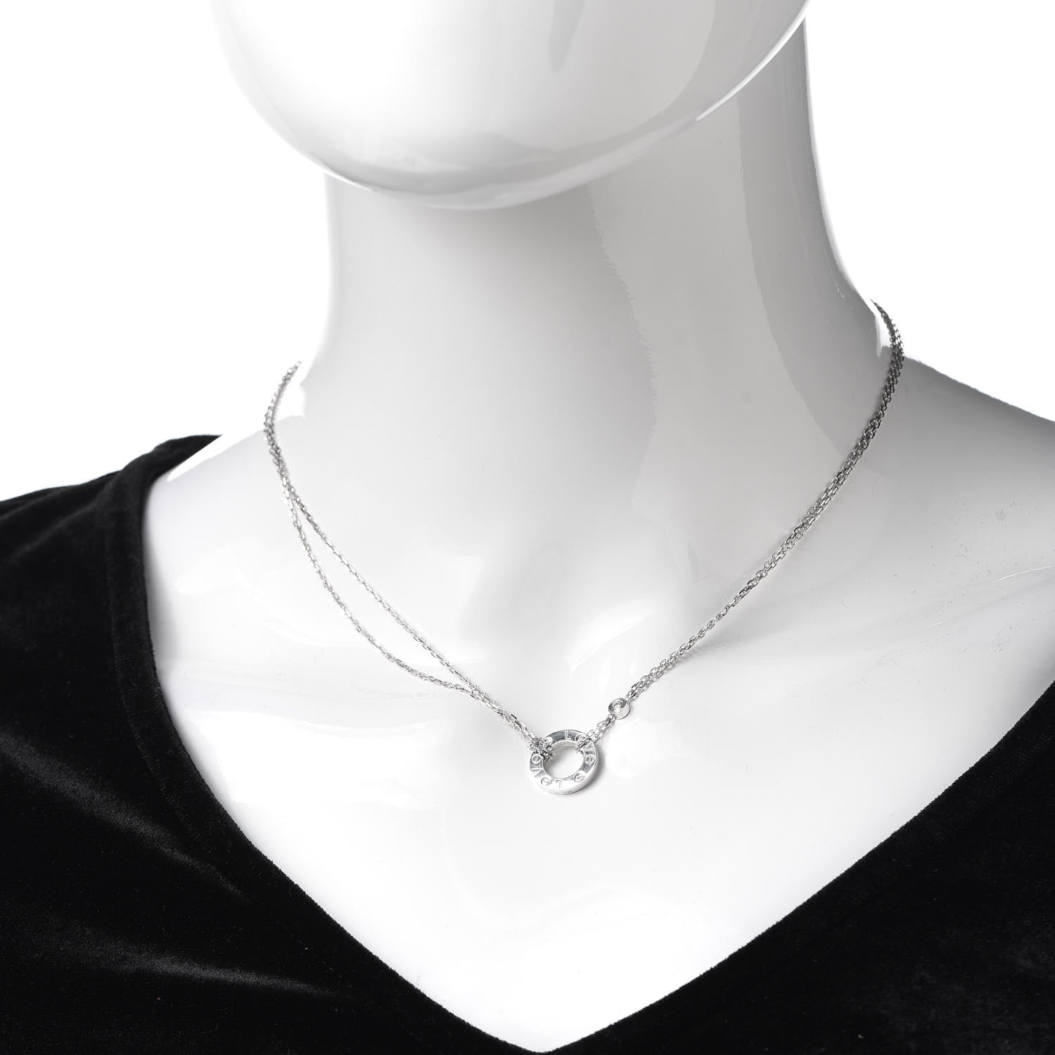 Cartier 18K White Gold 2 Diamond LOVE Necklace 2 of 7