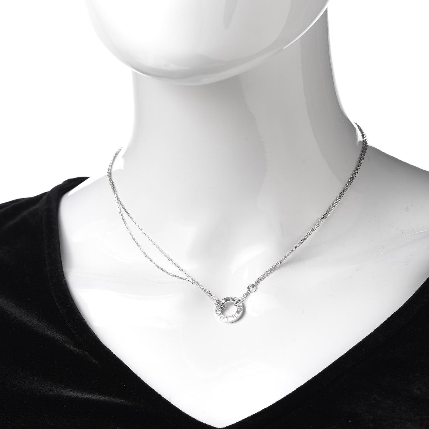 18K White Gold 2 Diamond LOVE Necklace