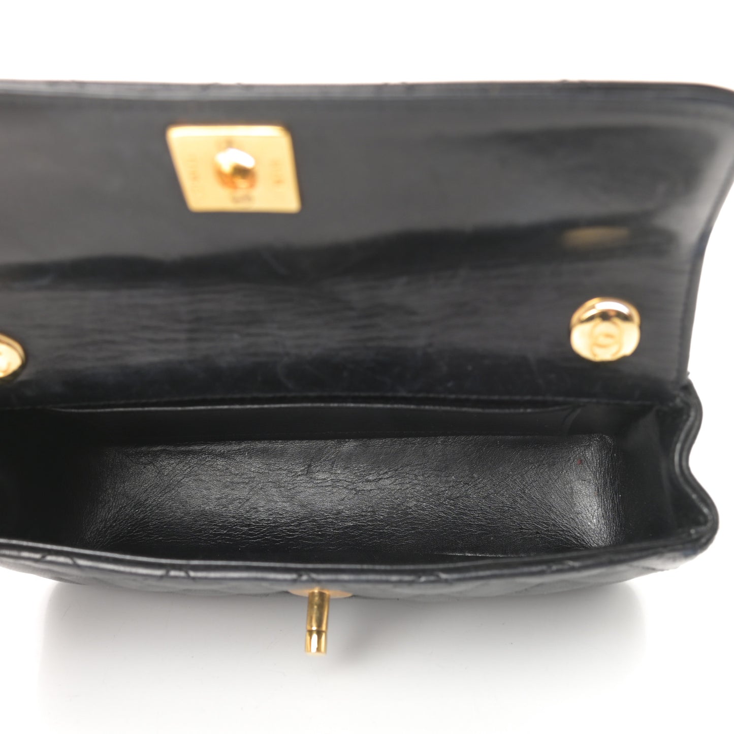Lambskin Quilted Mini Rectangular Flap Black