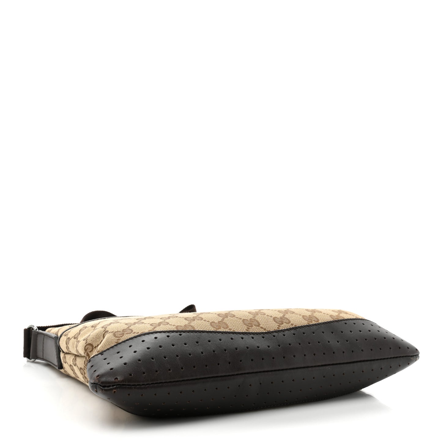 Monogram Calfskin Perforated Medium Flat Messenger Bag Dark Brown