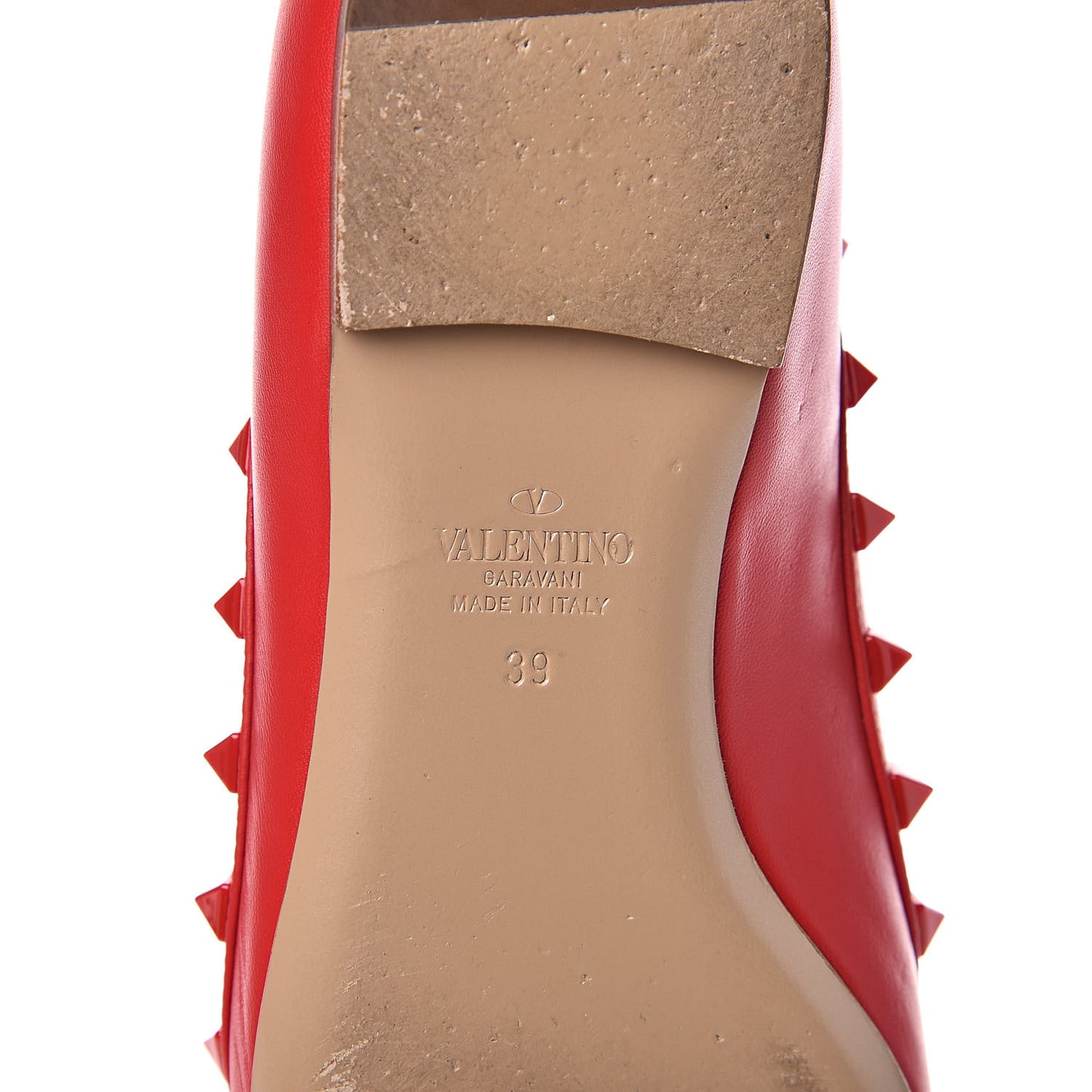Nappa Monochrome Rockstud Ballerina Flats 39 Rouge Pur