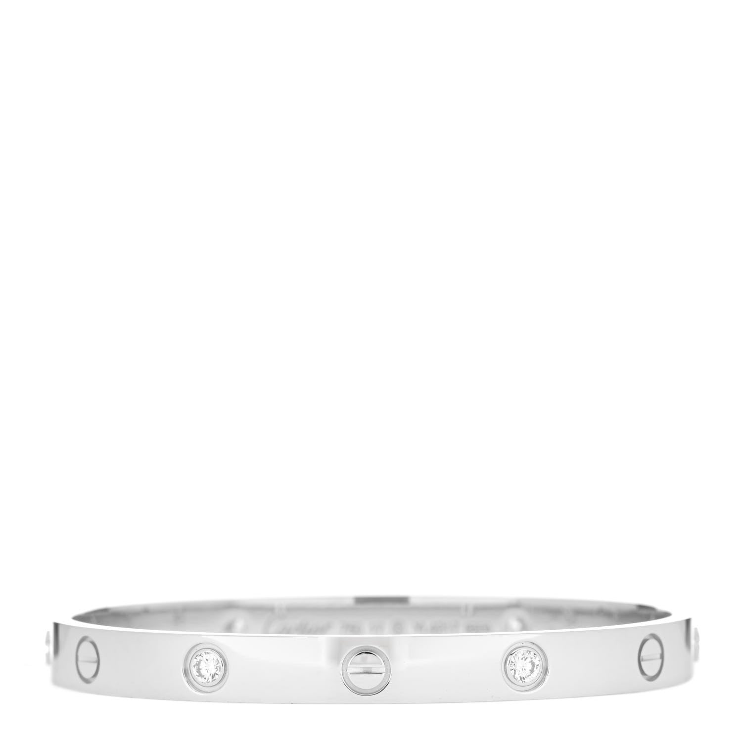 Cartier 18K White Gold 4 Diamond LOVE Bracelet 17 1 of 5