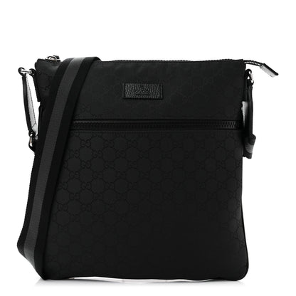 Gucci Nylon Monogram Medium Flat Messenger Bag Black 1 of 9