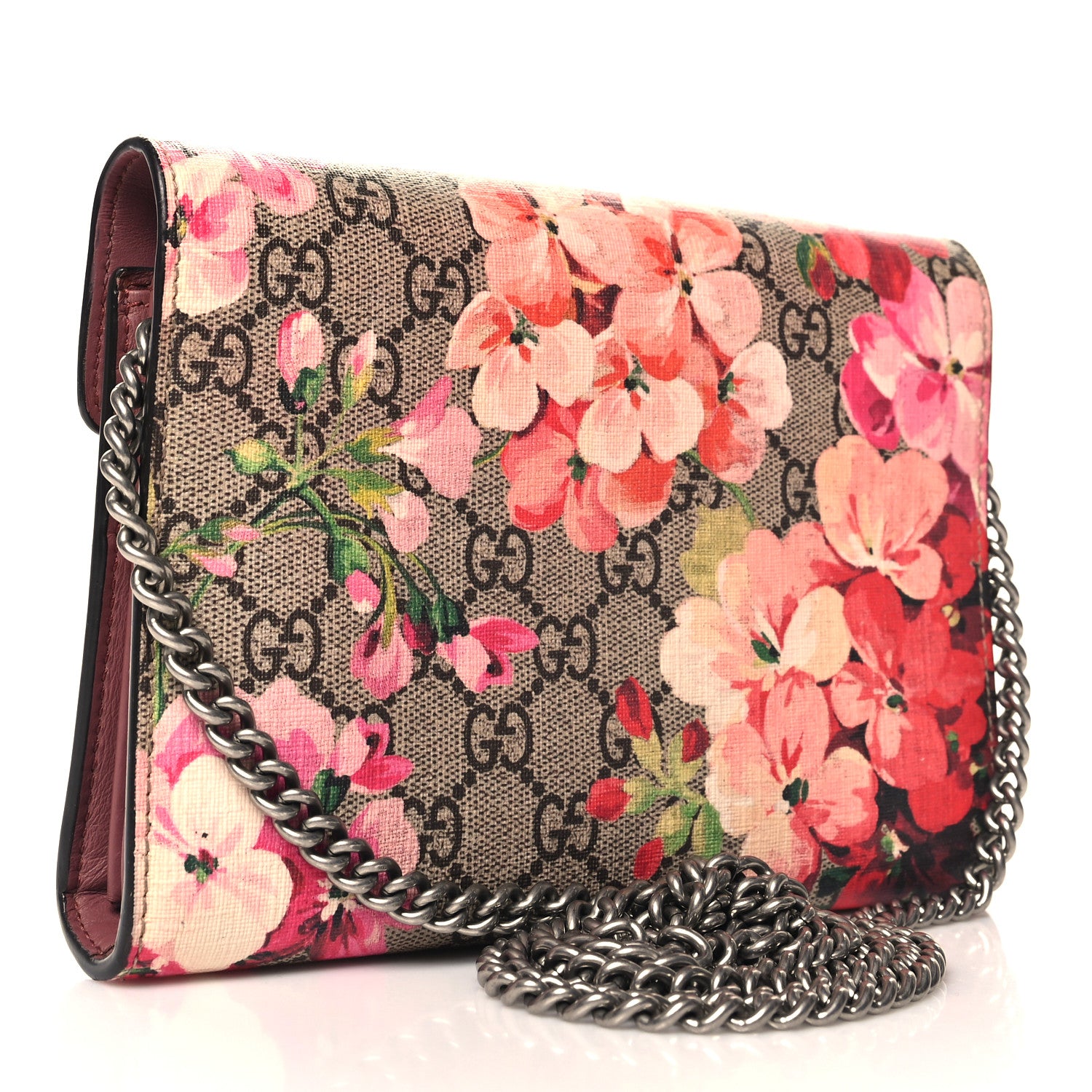 Gucci GG Supreme Monogram Blooms Mini Dionysus Chain Wallet Beige Multicolor Dry Rose 2 of 11