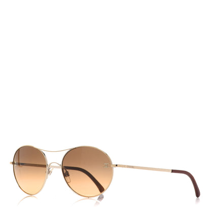 Chanel Round Sunglasses 4190 T Q Brown Gold 1 of 8