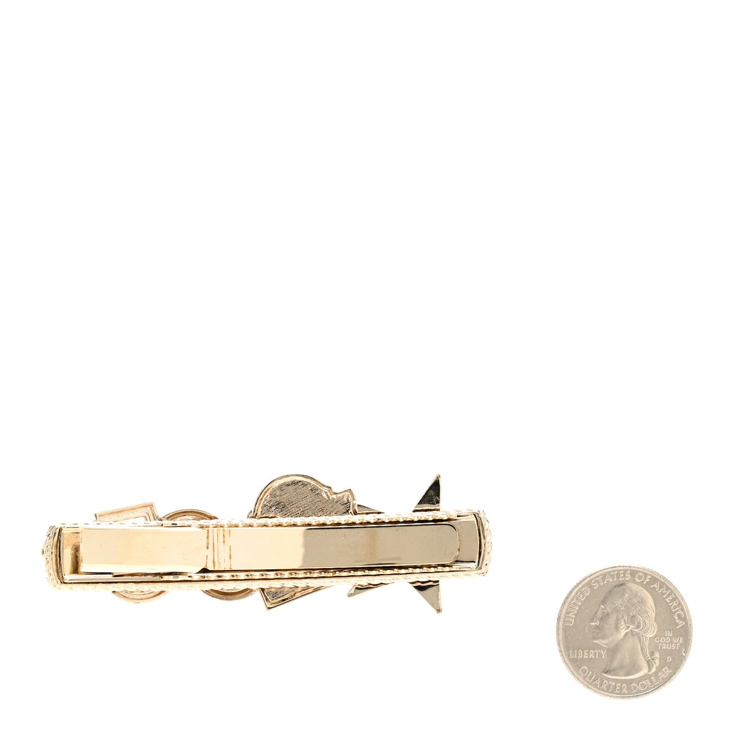 Chanel Metal Crystal CC Rue Cambon Hair Clip Gold Pearly White 2 of 5