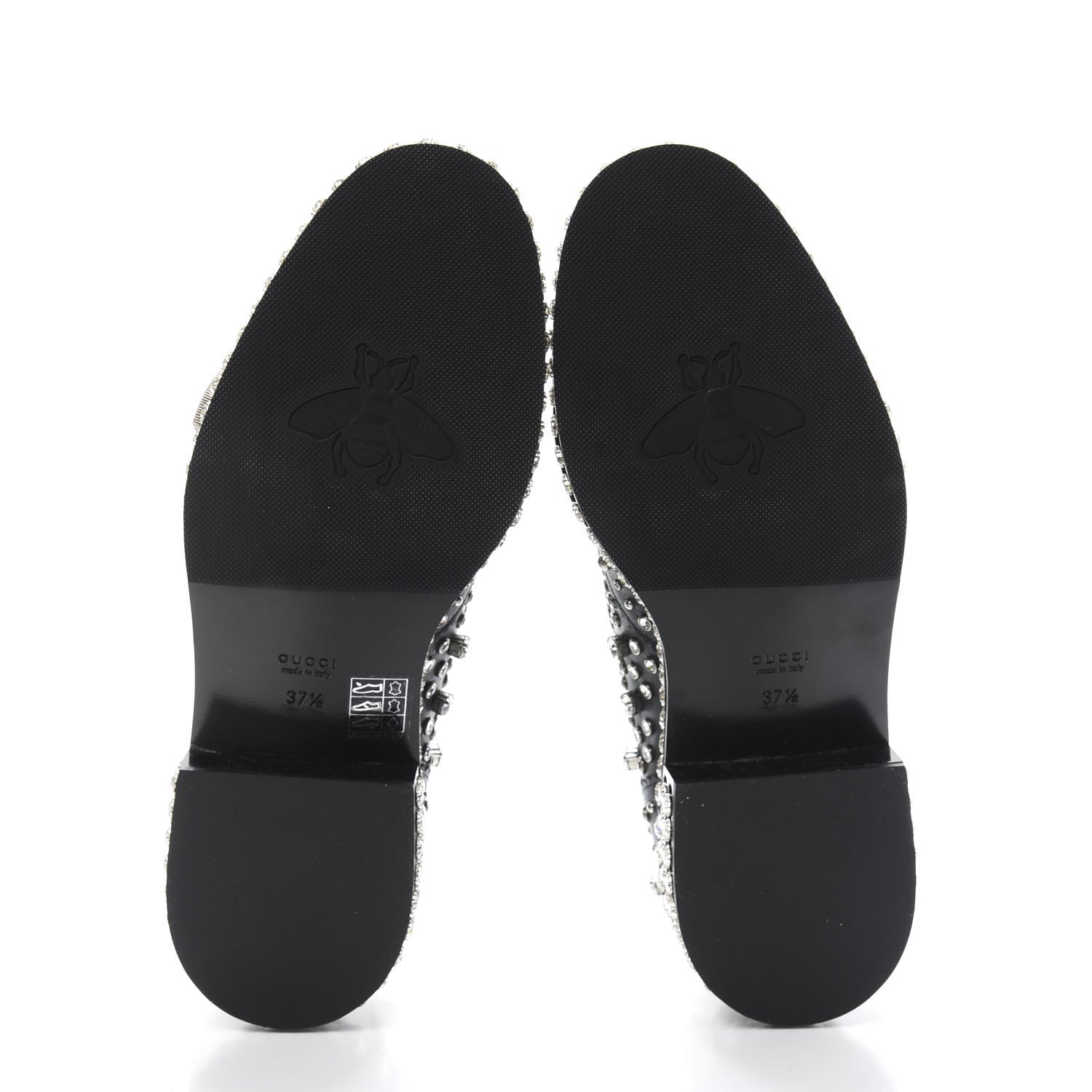 Gucci Calfskin Crystal Studded Womens Queercore Brogue Monk Strap Loafers 37.5 Black 6 of 10