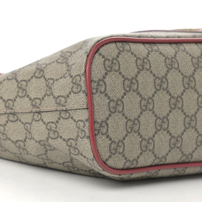 Gucci Soft GG Supreme Monogram Web Bosco Patch Small Crossbody Tote Beige Malva Hibiscus Red 10 of 15