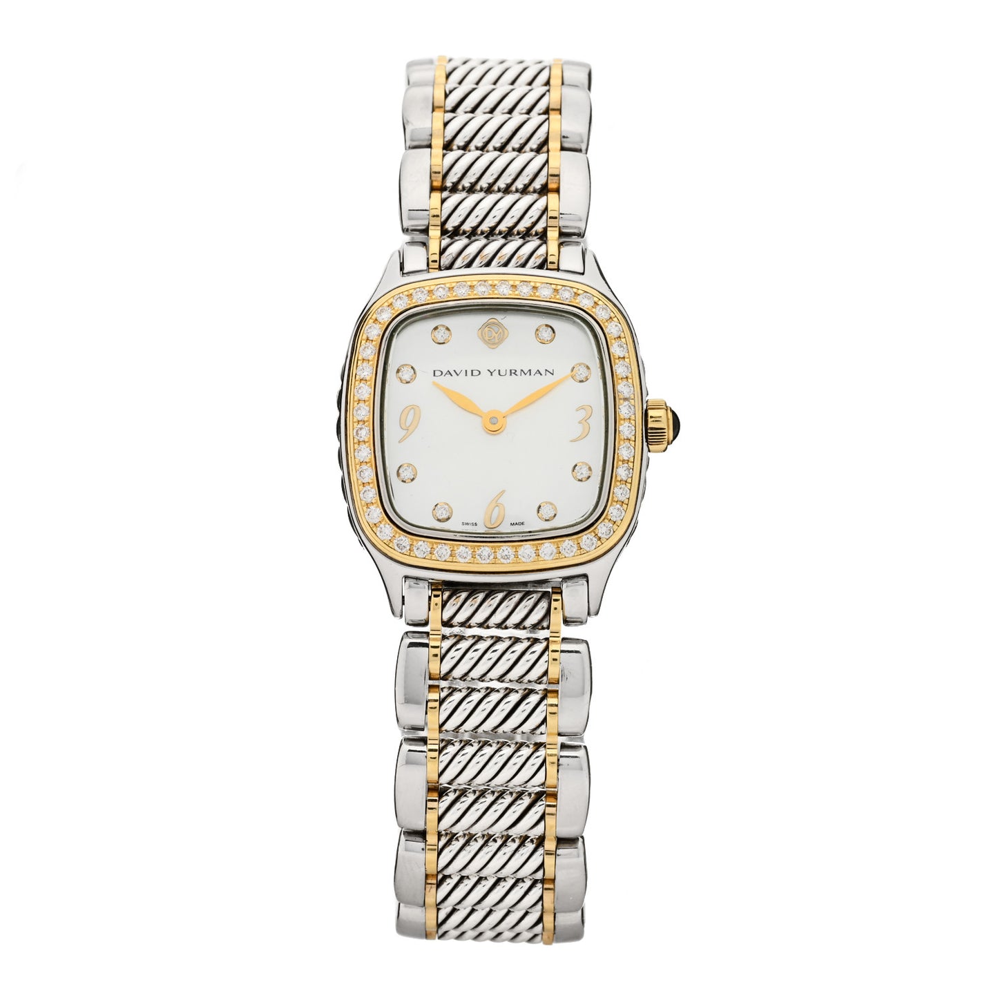 Stainless Steel 18K Yellow Gold Diamond Bezel Mother of Pearl 25mm Thoroughbred Quartz Watch