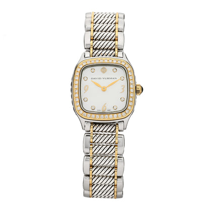 David Yurman Stainless Steel 18K Yellow Gold Diamond Bezel Mother of Pearl 25mm Thoroughbred Quartz Watch 1 of 4