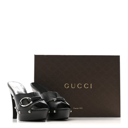 Gucci Cellarius Soft Calfskin Icon Bit 30/120mm Platform Clog Sandals 36 Black 11 of 11