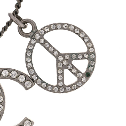 Chanel Crystal Heart Peace CC Charm Necklace 6 of 7